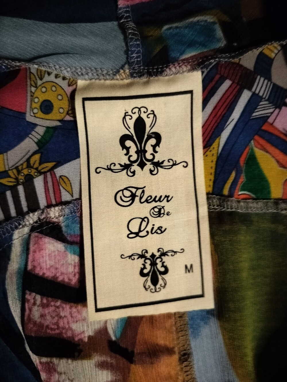 EUC Fleur De Lis Boho Bohemian Patchwork Maxi Long Vest Blue Accents Medium - Picture 3 of 8